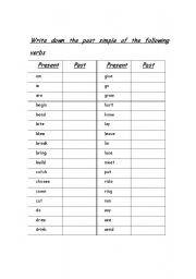 English worksheet: The past simple