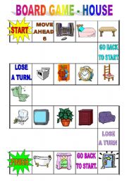 English Worksheet: Board game - house, furniture