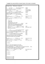 English Worksheet: Welcome to my life - present simple song