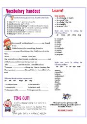 English Worksheet: VOCABULARY HANDOUT 1