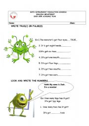 English Worksheet: body parts