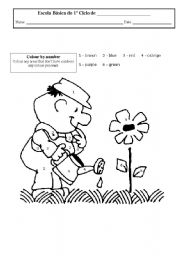 English Worksheet: colour by numbers