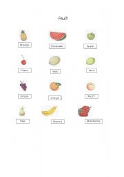 English worksheet: fruit