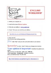 English Worksheet: English workshop: A computer activity for beginners 