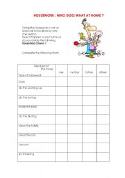 English Worksheet: housework