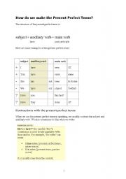 English Worksheet: PRESENT PERFECT TENSE