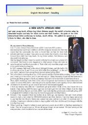 English Worksheet: A New South African Hero