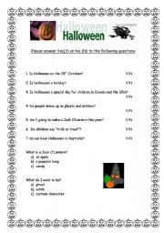 Hlloween answer Sheet ( part 2)