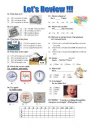 English Worksheet: Lets Review: Time, prepositions, feelings,etc...
