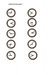 English worksheet: telling time