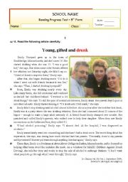 English Worksheet: Young, gifted and drunk