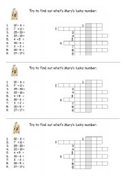 Numbers 1-20 crossword