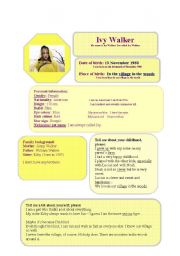 English Worksheet: Personality Card: Ivy Walker 