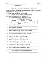 English worksheet: Simple present: frequency adverbs.