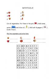 English worksheet: Ratatouille - word search