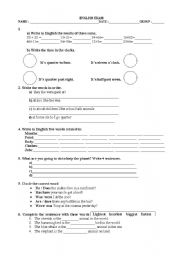 English worksheet: Numbers, time,months...