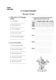English Worksheet: have got has got