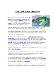 English Worksheet: The Loch Ness Monster