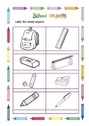 English Worksheet: Name de school objects