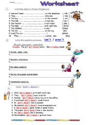 English Worksheet: Worksheet/PresentContinious and Present Simple