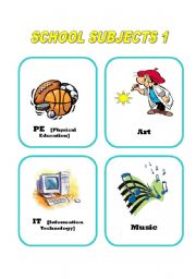 English Worksheet: school subjects