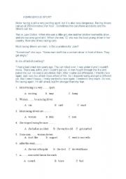 English Worksheet: a dangerous sport