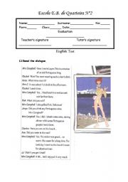 English Worksheet: Written Test