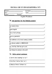 English Worksheet: Revision worksheet