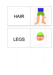 English worksheet:  Body dominoes ( hair-legs)