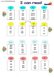 English Worksheet: Support Reading  Cards / Phonics/