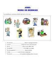 English worksheet: Jobs with P.Continuous and P. Simple