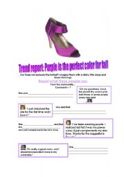 English worksheet: Trend Report: Purple is the perfect color for fall