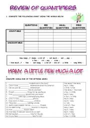 English Worksheet: Review of Quantifiers