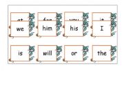 English worksheet: HF words bingo game