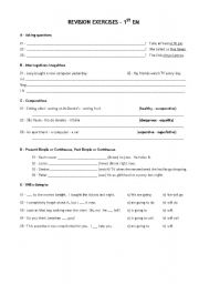 English worksheet: Revision Exercises