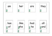 English Worksheet: HF words bingo game - 3