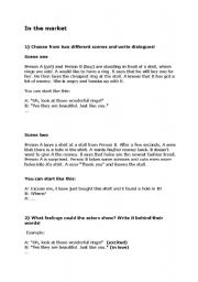 English Worksheet: In the market/ feelings/ scetch