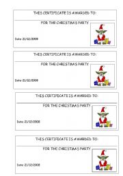 English worksheet: Christmas certificate