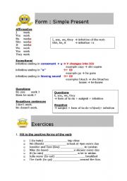 English Worksheet: Simple present - theory and exercices