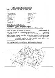 English Worksheet: rooms in the house