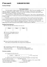 English Worksheet: past events