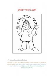English worksheet: Smiley the clown