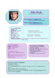 English Worksheet: Personality Card - John Book 