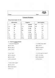 English worksheet: to be - simple present