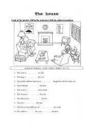 English Worksheet: The house: prepositions of place