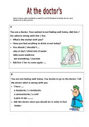 English Worksheet: At the doctor�s - speaking activity