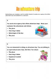 English worksheet: An adventure trip