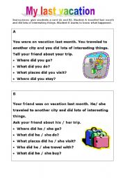 English Worksheet: My last vacation