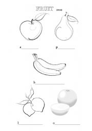 English worksheet: fruit