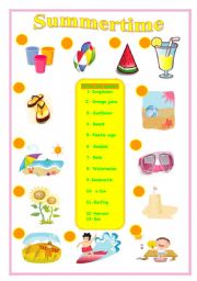 English Worksheet: Vocabulary  :  Summer time